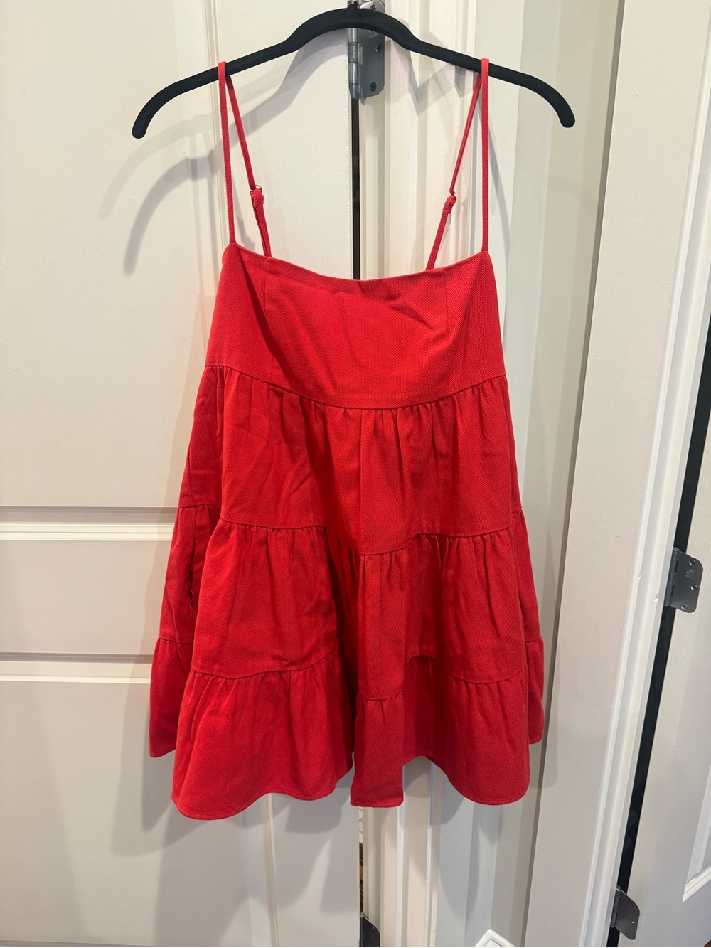 Red Tiered Sundress with Spaghetti Straps